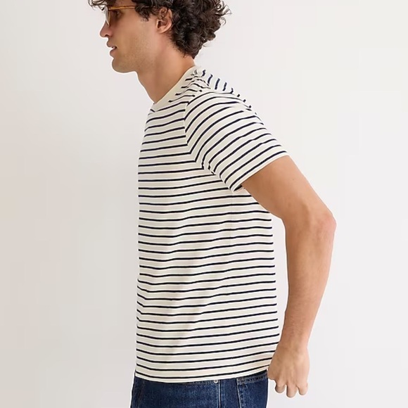 J crew ivory navy Cotton T-shirt in stripe - Picture 2 of 5